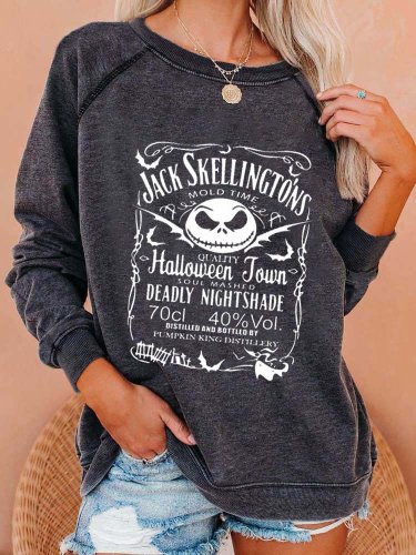 Women's Halloween Brewery Print Casual Sweatshirt