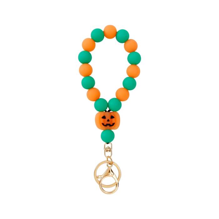 Halloween Fluorescent Pumpkin Face Bracelet Keychain