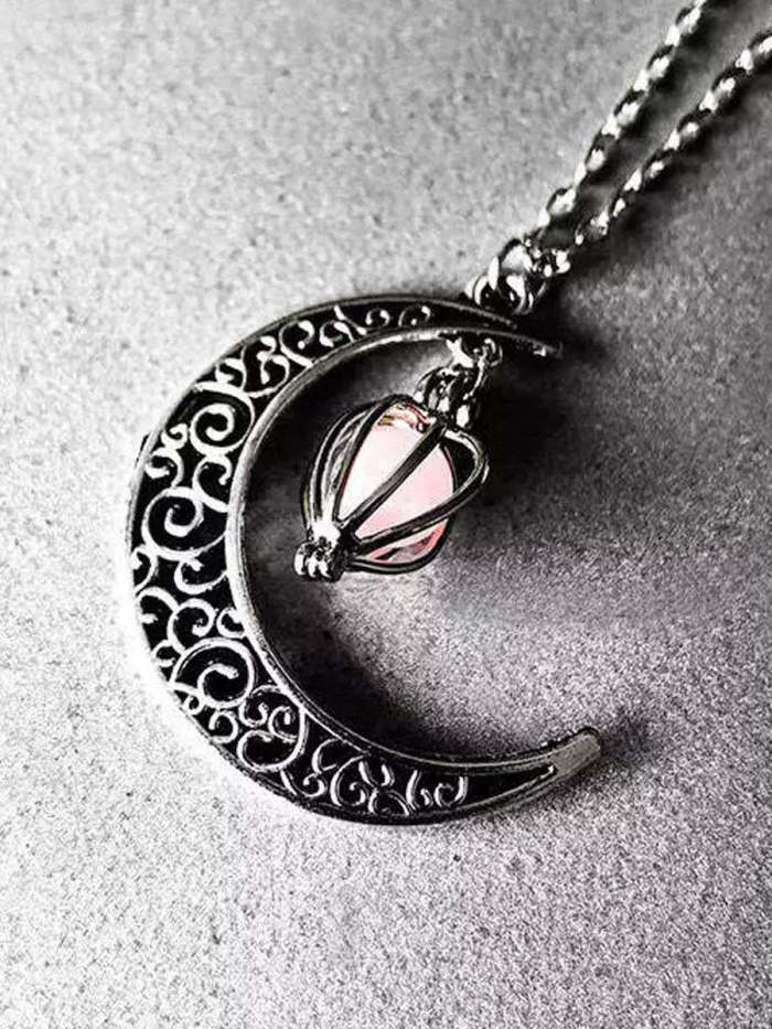 Halloween Crescent Moon Glow Bead Necklace