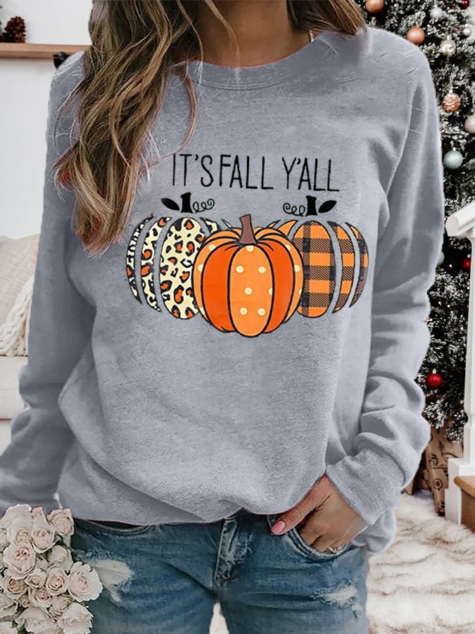 Women's Halloween IT'S  FALL Y'ALL Printed Sweatshirt