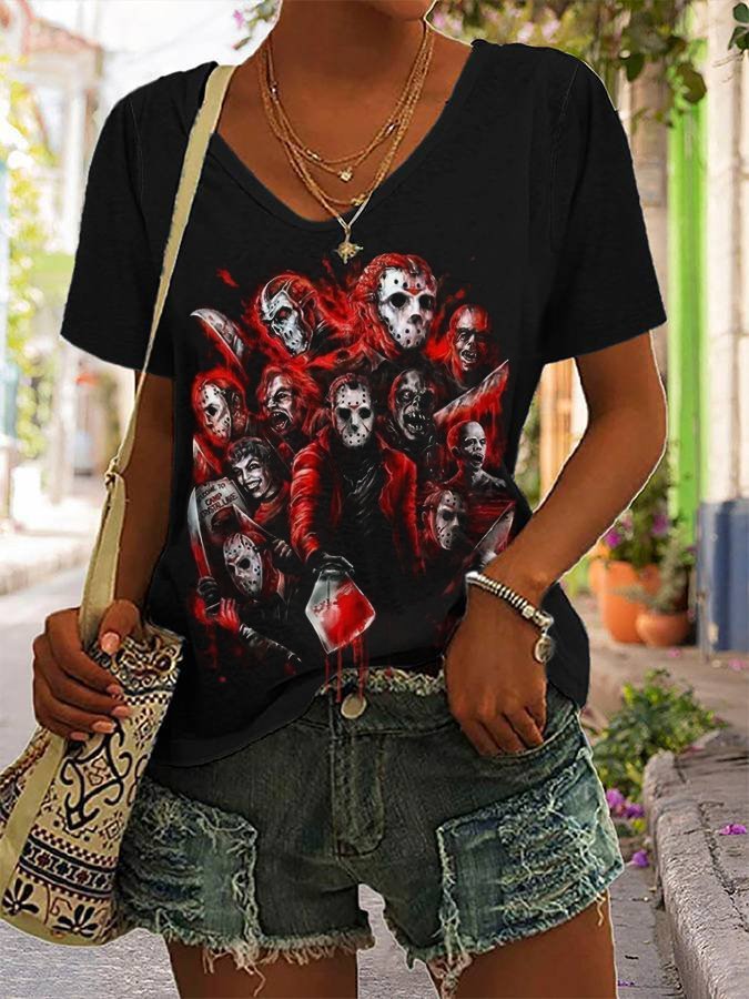 Women's Friday The 13th Halloween Print Casual T-Shirt