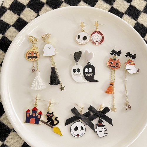 👻Halloween Earrings & Ear Clips pumpkin / castle / ghost / skull