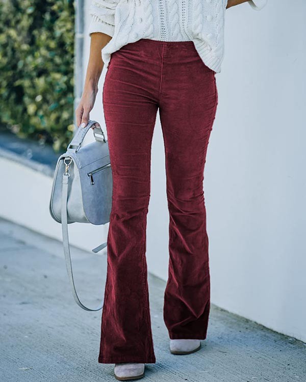 Solid Micro-Flare Corduroy Lounge Pants