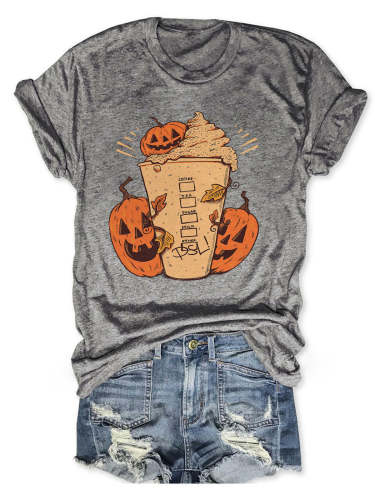 Halloween Pumpkin Coffee Casual T-Shirt