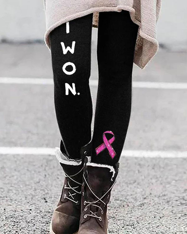 Breast Cancer I Won Print Leggings