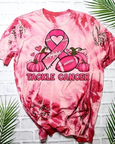 Breast Cancer Awareness Tackles Cancer Football Leopard Tie-Dye Top