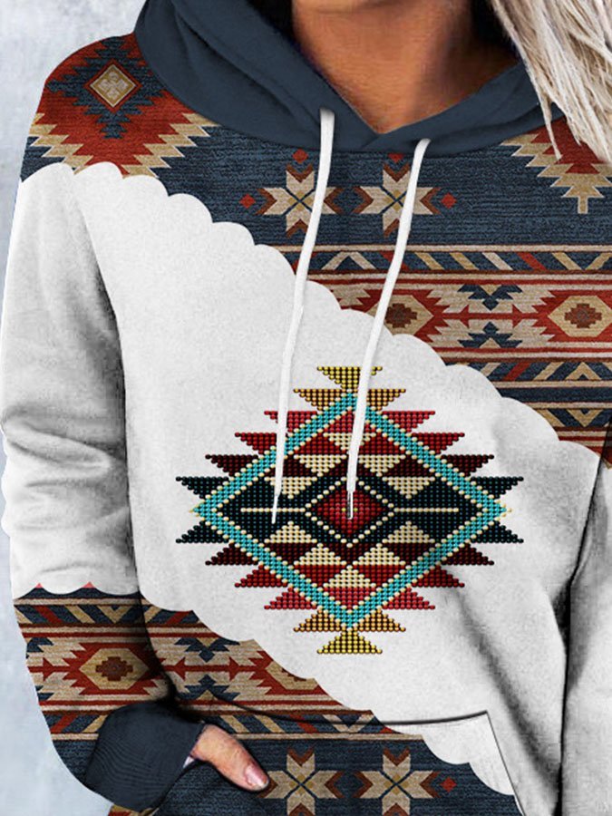 Vintage-Print Long-Sleeve Hoodie