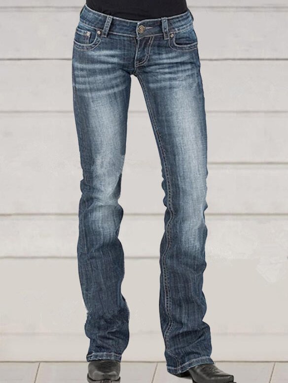 Casual Retro Mid-Rise Jeans