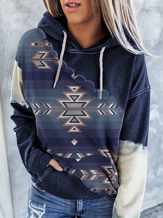 Retro Print Long-Sleeved Sweatshirt
