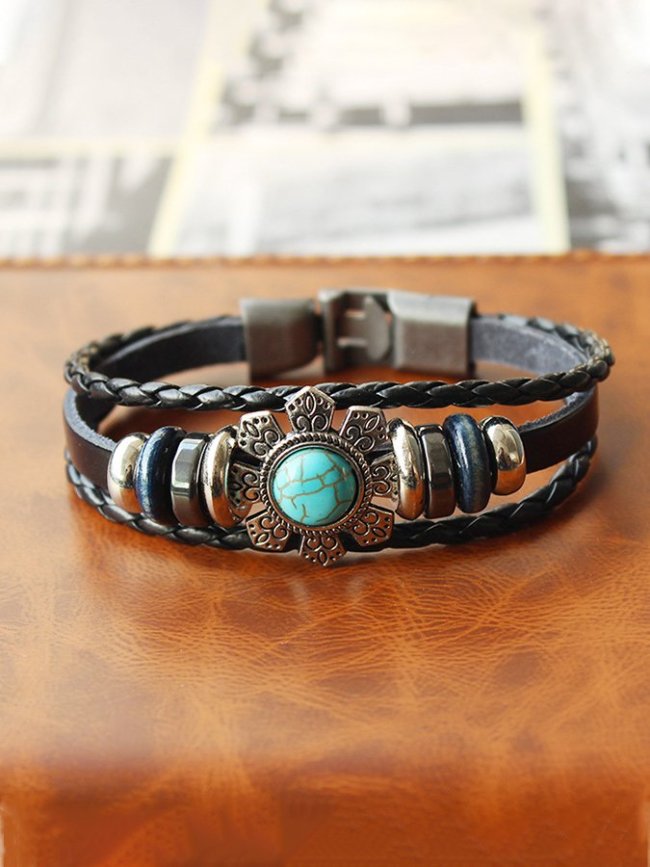Vintage Turquoise Leather Bracelet