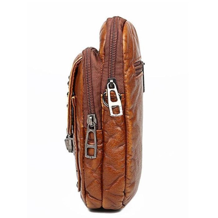 Studded Washed Leather Mini Crossbody Bag
