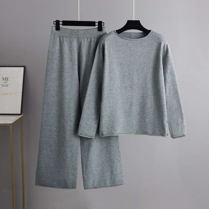 Autumn and winter lazy knit casual two-piece suit