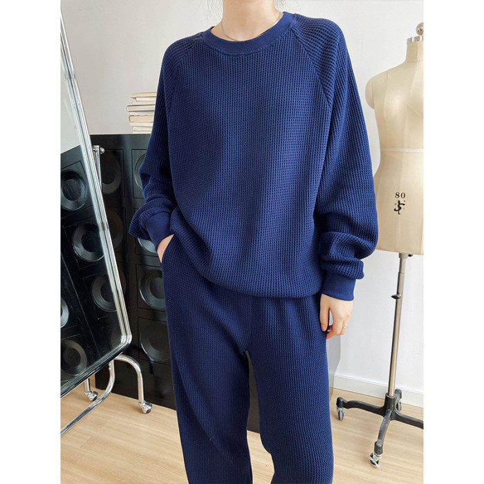 Waffle loose fashion casual sports suit