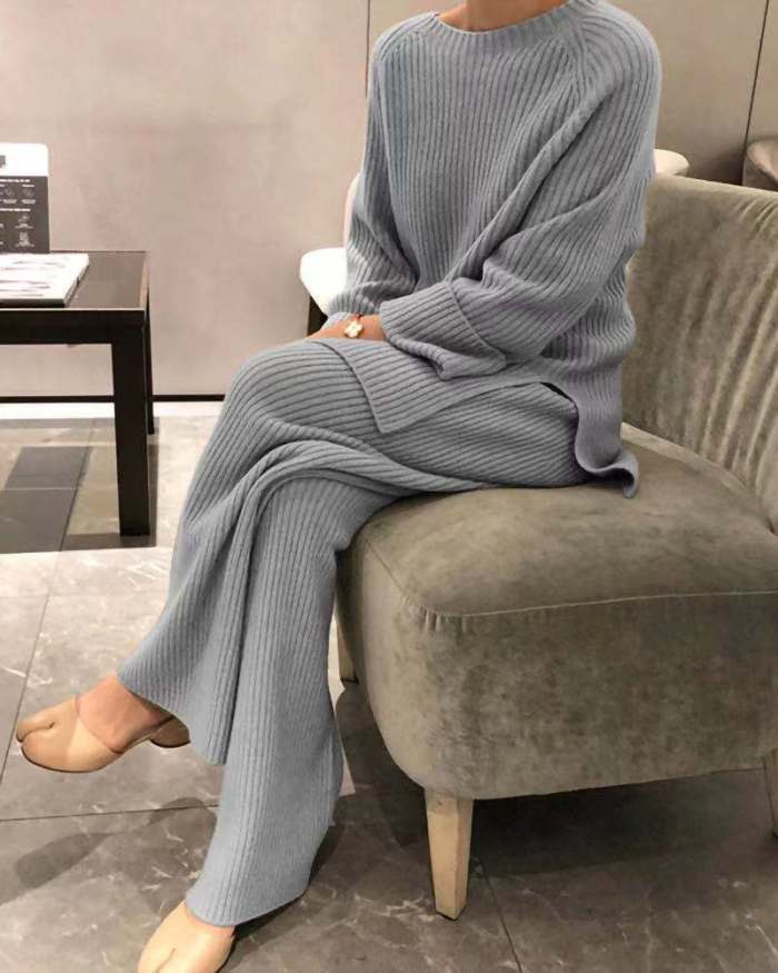 Fashion Rib knitted striped suits
