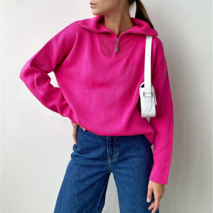 POLO Collar Casual Knitted Sweater Suit Women