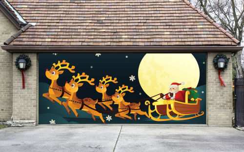 Merry Christmas Garage Door Elk