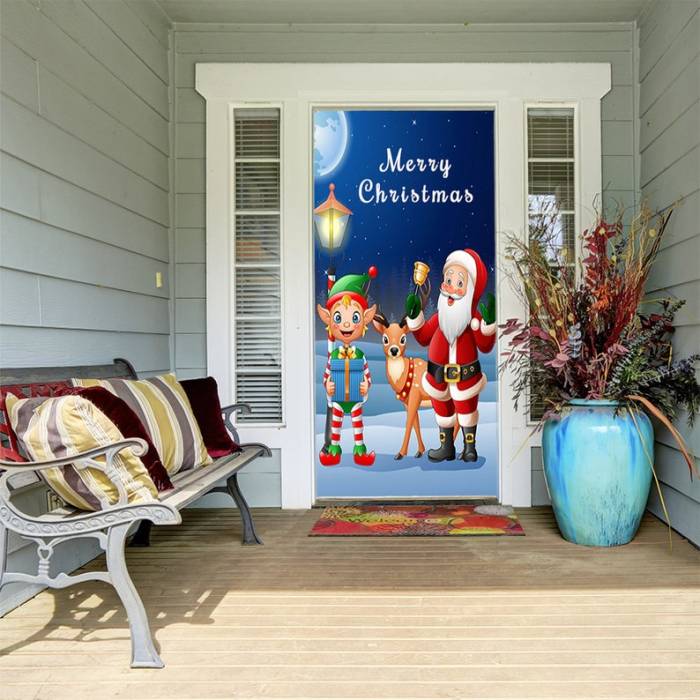 Santa and Friends Door Cover - Christmas Door Covers - Outdoor Christmas Decorations - Elf Decor - Holiday Door Covers - Elf Decorations