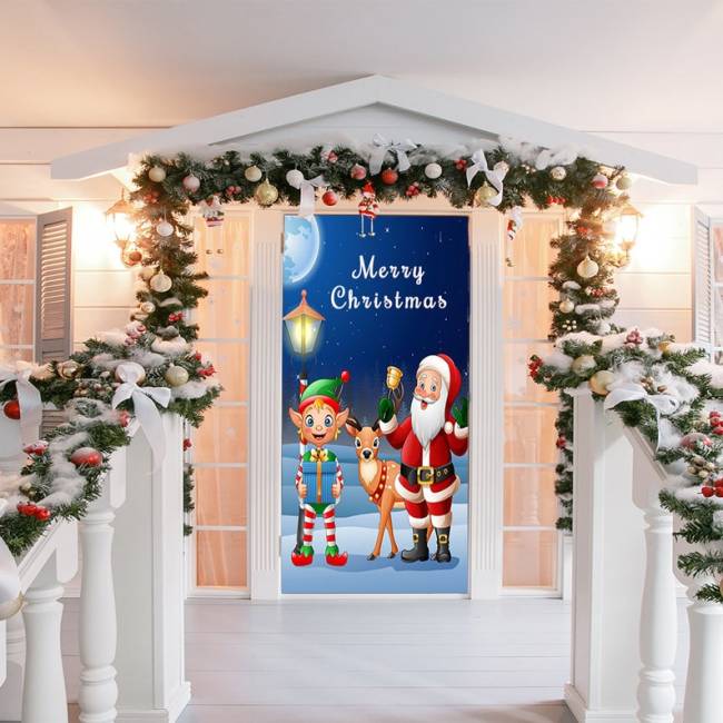 Santa and Friends Door Cover - Christmas Door Covers - Outdoor Christmas Decorations - Elf Decor - Holiday Door Covers - Elf Decorations