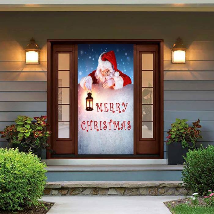 Santa Door Cover - Christmas Door Covers - Outdoor Christmas Decorations - Front Door Decor - Holiday Door Covers