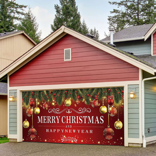 7 ft. x 16 ft Snow garage door banner ornament