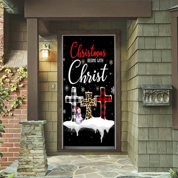 Begin with Christ Door Cover - Christmas Door Cover - Outdoor Christmas Decorations - Front Door Decor - Door Cover - Christmas Door Decor