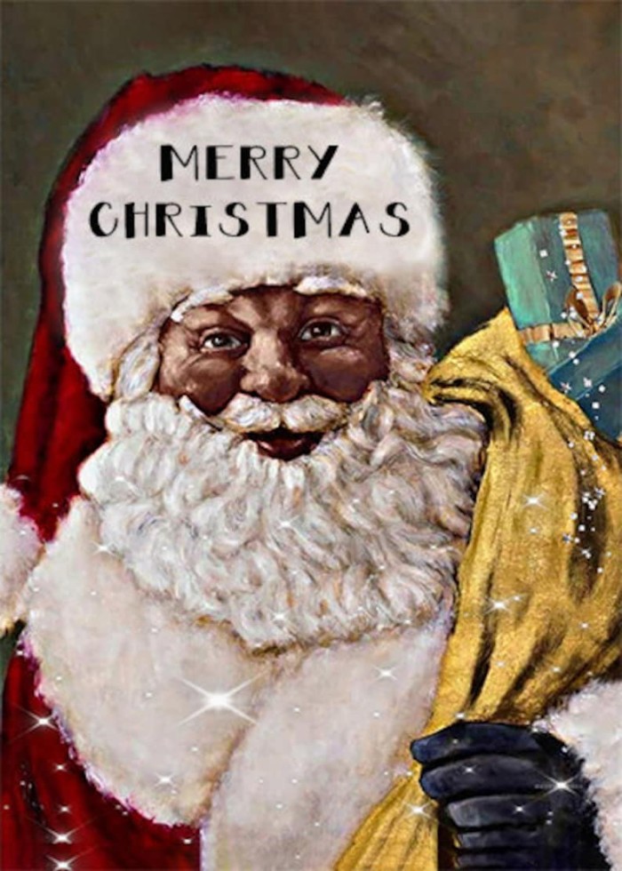 Black Santa Claus Door Cover - Christmas Door Covers - Black Santa Claus Decor - Holiday Door Covers - Black Santa Claus Decoration