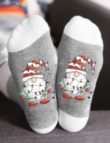 Hot Sale Christmas Gnome Tangled in Holiday Lights Socks