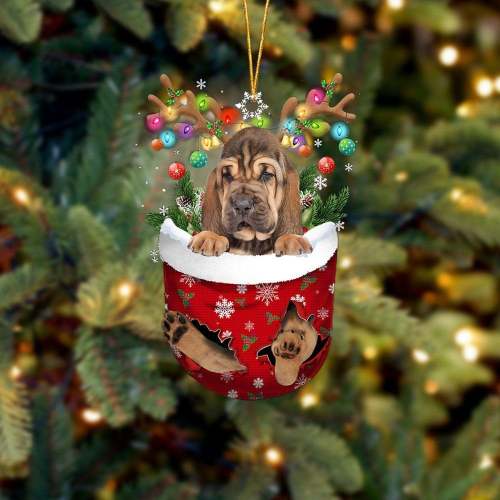 Bloodhound In Snow Pocket Christmas Ornament