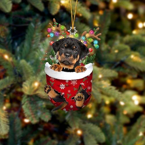 Rottweiler In Snow Pocket Christmas Ornament