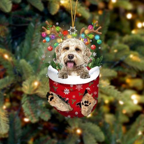 Goldendoodle 1 In Snow Pocket Christmas Ornament