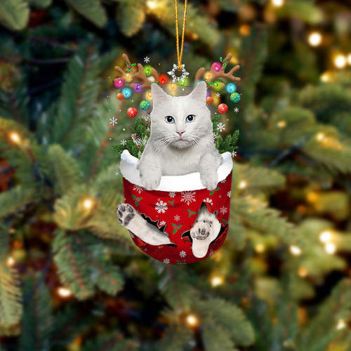 Cat 32 In Snow Pocket Christmas Ornament