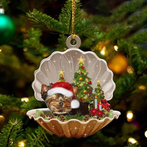 Yorkshire Terrier2-Sleeping Pearl in Christmas Two Sided Ornament