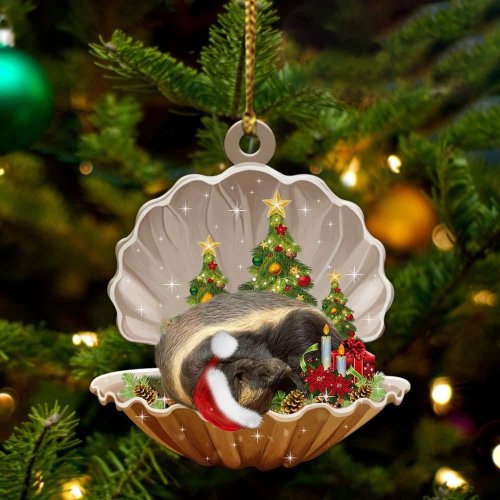 Honey Badger3-Sleeping Pearl in Christmas Two Sided Ornament