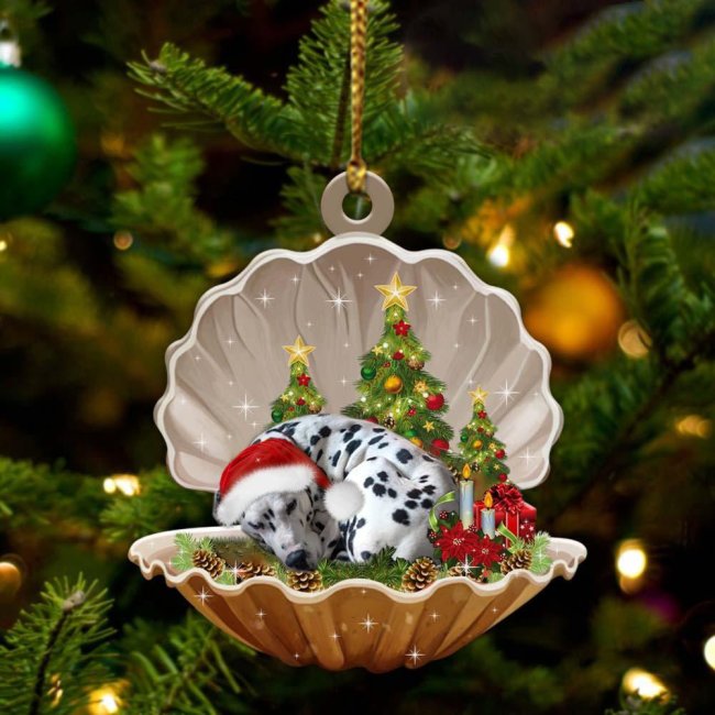 Dalmatian-Sleeping Pearl in Christmas Two Sided Ornament