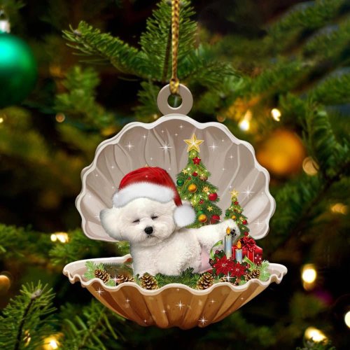 Bichon Frise-Sleeping Pearl in Christmas Two Sided Ornament
