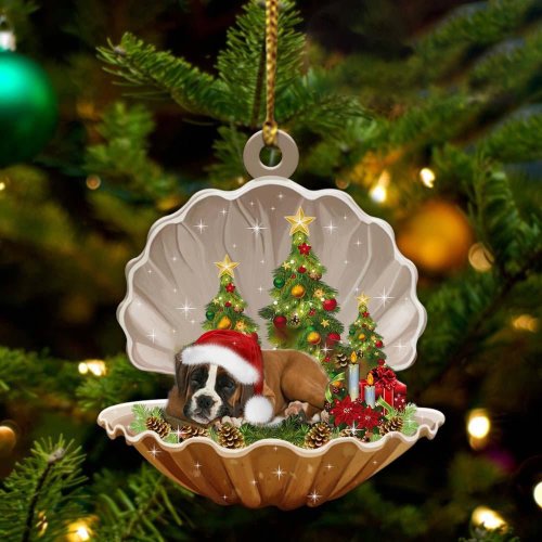 Boxer3-Sleeping Pearl in Christmas Two Sided Ornament