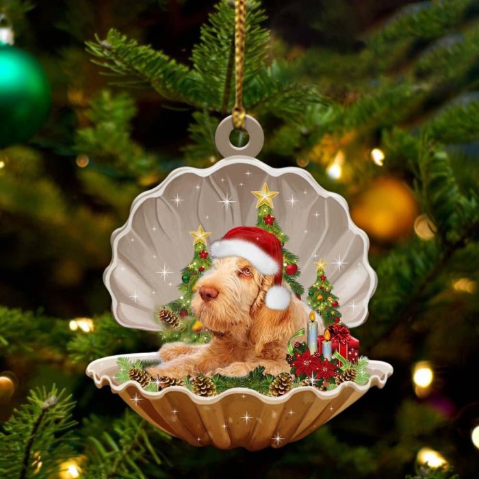 Italian Spinone4-Sleeping Pearl in Christmas Two Sided Ornament