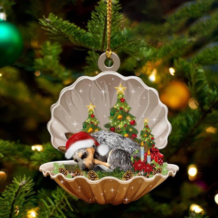 Heeler-Sleeping Pearl in Christmas Two Sided Ornament