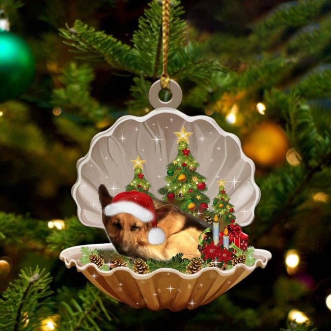 German Shepherd-Sleeping Pearl in Christmas Two Sided Ornament