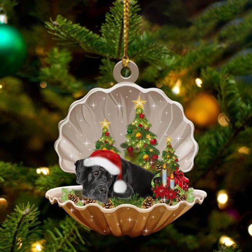 Black Great Dane-Sleeping Pearl in Christmas Two Sided Ornament