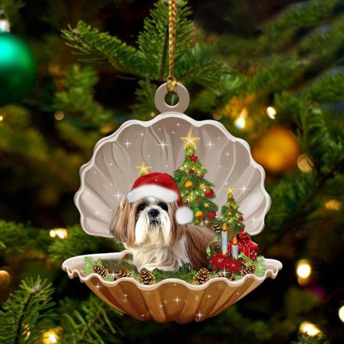 Shih Tzu-Sleeping Pearl in Christmas Two Sided Ornament