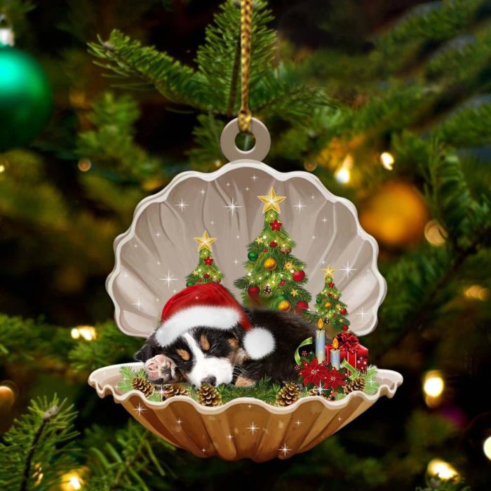 Bernese Mountain-Sleeping Pearl in Christmas Two Sided Ornament
