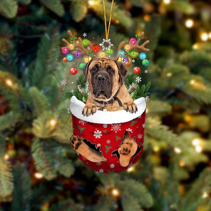 English Mastiff 1 In Snow Pocket Christmas Ornament