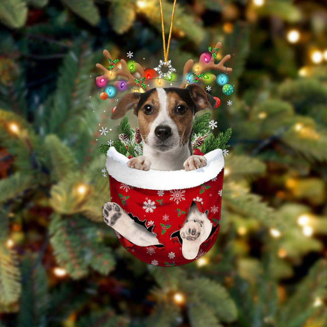 Jack Russell Terrier 1 In Snow Pocket Christmas Ornament