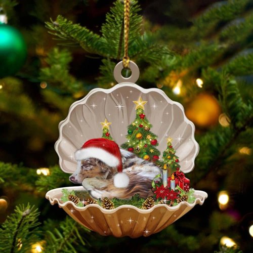 Australian Shepherd-Sleeping Pearl in Christmas Two Sided Ornament