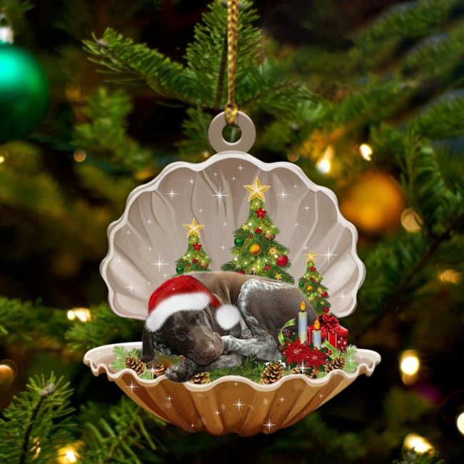 German Shorthaired Pointer3-Sleeping Pearl in Christmas Two Sided Ornament