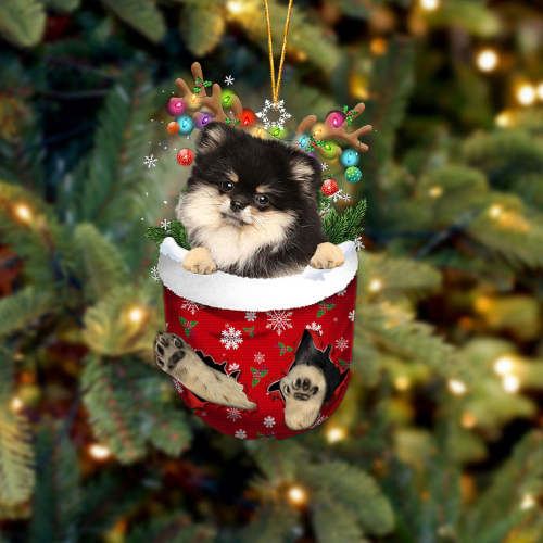 Pomeranian 1 In Snow Pocket Christmas Ornament