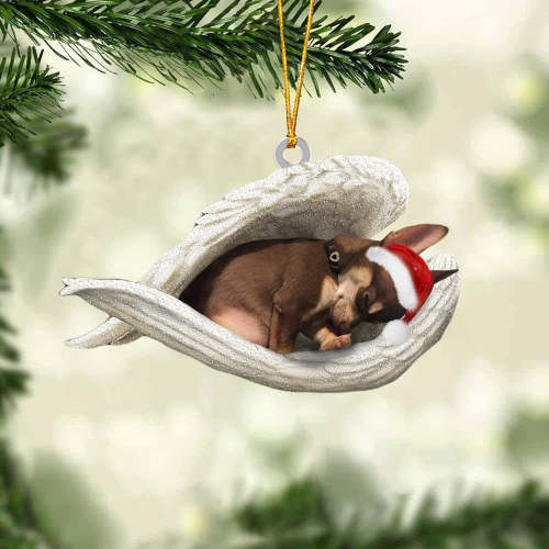 Brown chihuahua Sleeping Angel Christmas Ornament