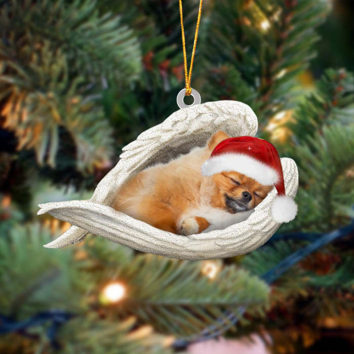 Pomeranian 2Sleeping Angel Christmas Ornament