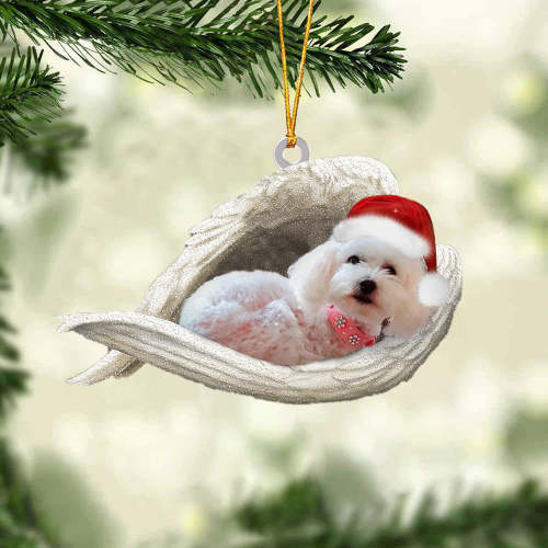 Maltipoo Sleeping Angel Christmas Ornament